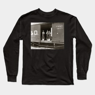 Boys Working on Railroad Car, 1910. Vintage Photo Long Sleeve T-Shirt